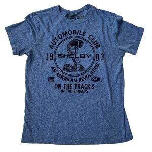 Shelby 1983 Automobile Club An American Revolution Men's MD Blue Graphic T-shirt